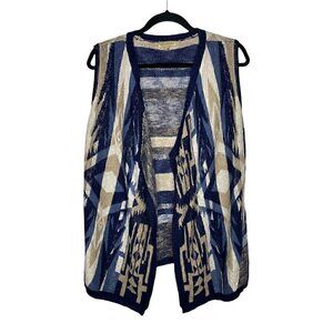 Democracy Cardigan Size M Women's Aztec Sleeveless Open Front Soft Multicolor